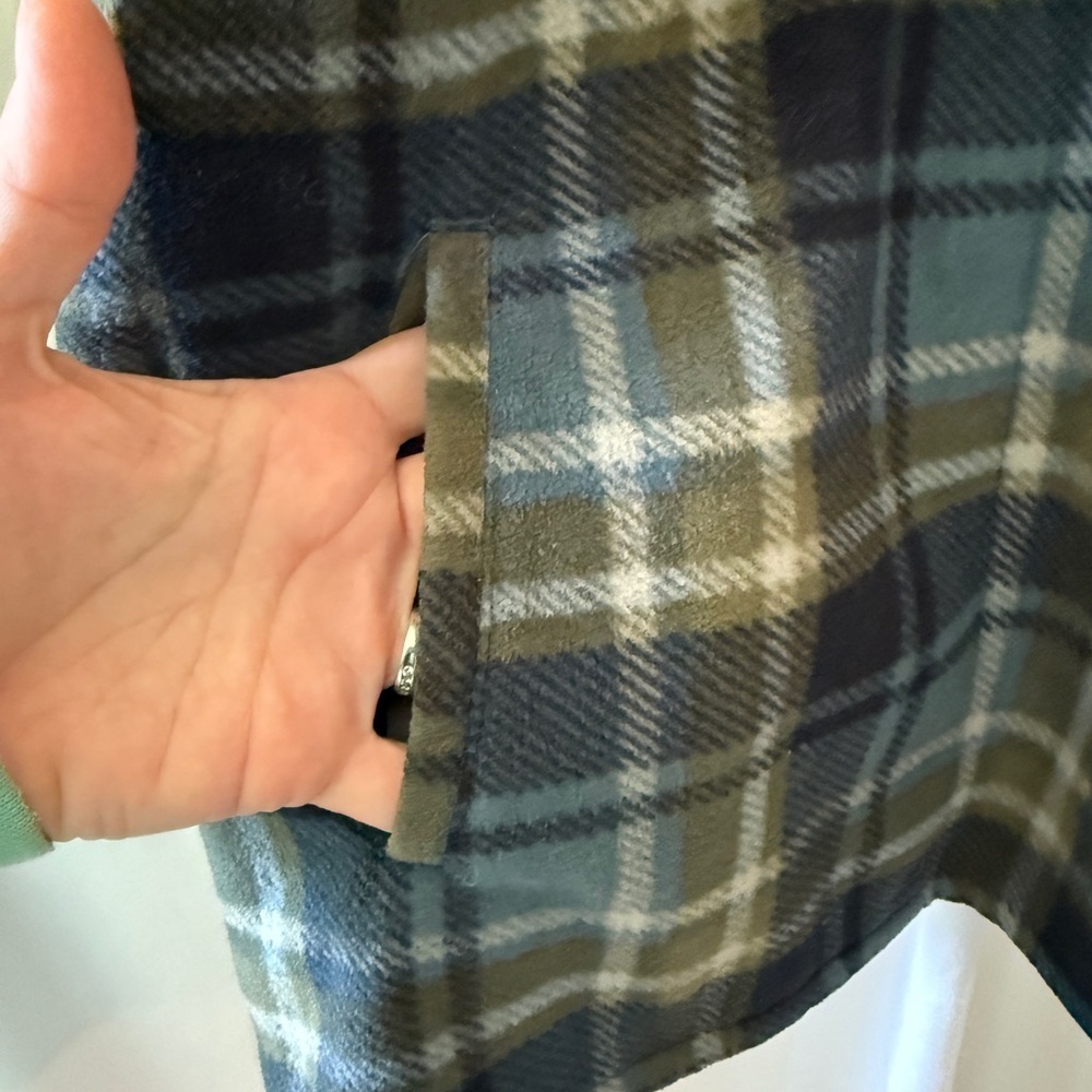 O’Neill Plaid Hooded 1/4 zip fleece in Blue and Green Women’s size XL - Picture 4 of 8